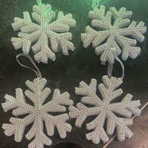 Shimmering Silver Snowflake Ornaments